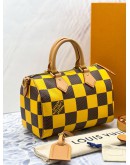 2024 MICROCHIP LOUIS VUITTON SPEEDY 25 BANDOULIERE DAMIER POP / YELLOW CANVAS BAG -FULL SET-