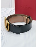 VALENTINO GARAVANI LOGO V BLACK LEATHER BELT SIZE 80/32 (S) -FULL SET-  