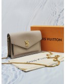 (LIKE NEW) YEAR 2023 MICORHICP LOUIS VUITTON MYLOCKME CHAIN POCHETTE GREIGE BEIGE CALFSKIN LEATHER -FULL SET-  