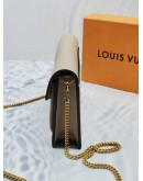 (LIKE NEW) YEAR 2023 MICORHICP LOUIS VUITTON MYLOCKME CHAIN POCHETTE GREIGE BEIGE CALFSKIN LEATHER -FULL SET-  