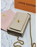 (LIKE NEW) YEAR 2023 MICORHICP LOUIS VUITTON MYLOCKME CHAIN POCHETTE GREIGE BEIGE CALFSKIN LEATHER -FULL SET-  