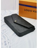 (UNUSED) YEAR 2023 MICORHICP LOUIS VUITTON FELICIE BLACK MONOGRAM EMPREINTE LEATHER -FULL SET-  