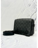 (LIKE NEW) LOUIS VUITTON STEAMER MESSENGER CROSSBODY BAG IN GREY MONOGRAM ECLIPSE CANVAS AND BLACK CALF LEATHER