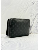 (LIKE NEW) LOUIS VUITTON STEAMER MESSENGER CROSSBODY BAG IN GREY MONOGRAM ECLIPSE CANVAS AND BLACK CALF LEATHER