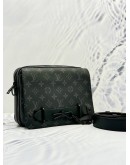 (LIKE NEW) LOUIS VUITTON STEAMER MESSENGER CROSSBODY BAG IN GREY MONOGRAM ECLIPSE CANVAS AND BLACK CALF LEATHER