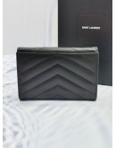 (LIKE NEW) YEAR 2022 YSL SAINT LAURENT CASSANDRE MATELASSE SMALL ENVELOPE WALLET IN GRAIN DE POUDRE LEATHER -FULL SET-  