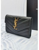 (LIKE NEW) YEAR 2022 YSL SAINT LAURENT CASSANDRE MATELASSE SMALL ENVELOPE WALLET IN GRAIN DE POUDRE LEATHER -FULL SET-  