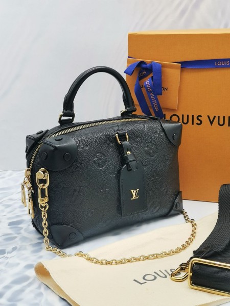 2023 MICORCHIP LOUIS VUITTON PETITE MALLE SOUPLE BLACK MONOGRAM EMPREINTE LEATHER -FULL SET-  