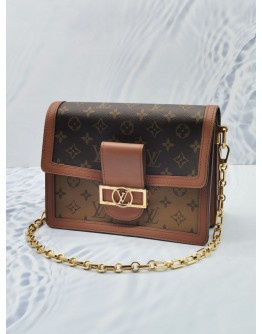 LOUIS VUITTON DAUPHINE MM BROWN MONOGRAM REVERSE CANVAS -FULL SET-  