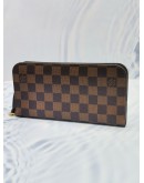 (UNUSED) LOUIS VUITTON LARGE ZIPPY AROUND WALLET BROWN DAMIER EBENE CANVAS -FULL SET-