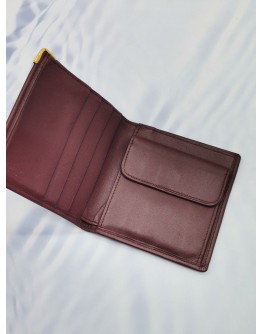 CARTIER MUST DE BI-FOLD WALLET IN DARK MAROON LEATHER