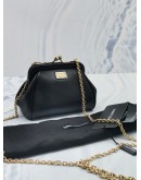 (UNUSED) DOLCE & GABBANA KISS LOCK FRAME CHAIN SLING BAG IN BLACK LEATHER