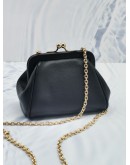 (UNUSED) DOLCE & GABBANA KISS LOCK FRAME CHAIN SLING BAG IN BLACK LEATHER