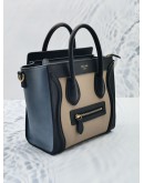 CELINE NANO LUGGAGE TRI-COLOR BLUE / BLACK/ BEIGE HANDLE BAG 