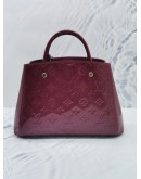 (LIKE NEW) LOUIS VUITTON MONTAIGNE BB MAGENTA MONOGRAM VERNIS LEATHER HANLDE BAG WITH STRAP 