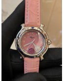 (LIKE NEW) 2021 CHOPARD HAPPY SPORT HEART-SHAPED DIAMOND PINK DIAL REF 278951-3001 32MM QUARTZ WATCH -FULL SET-