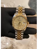 (UNUSED) 2021 ROLEX DATEJUST 36 REF 126233 HALF 18K 750 YELLOW GOLD CHAMPAGNE DIAL 36MM AUTOMATIC WATCH -FULL SET-