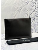 YSL SAINT LAURENT GRAINED BLACK CALFSKIN LEATHER CLUTCH