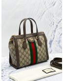 GUCCI TOP HANDLE SMALL TOTE GG SUPREME CANVAS WITH LEATHER STRAP 