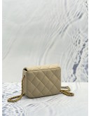 CHANEL SINGLE FLAP SLING BAG IN BEIGE LAMBSKIN LEATHER GHW 