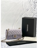 2023 MICROCHIP CHANEL MINI SINGLE FLAP LILAC LAMBSKIN LEATHER GHW -FULL SET-