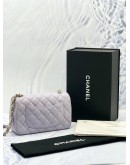 2023 MICROCHIP CHANEL MINI SINGLE FLAP LILAC LAMBSKIN LEATHER GHW -FULL SET-