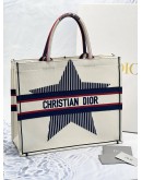 2022 CHRISTIAN DIOR DIORALPS BOOK TOTE STAR THREE TONE LARGE EMBROIDERY CANVAS BAG