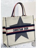 2022 CHRISTIAN DIOR DIORALPS BOOK TOTE STAR THREE TONE LARGE EMBROIDERY CANVAS BAG