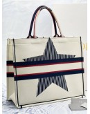 2022 CHRISTIAN DIOR DIORALPS BOOK TOTE STAR THREE TONE LARGE EMBROIDERY CANVAS BAG