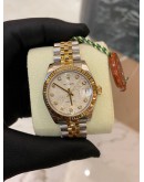 (LIKE NEW) ROLEX OYSTER PERPETUAL LADY DATEJUST JUBILEE BRACELET HALF 18K Y50 YELLOW GOLD DIAMOND DIAL 31MM REF 178273 YEAR 2017 WATCH -FULL SET-