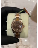 (LIKE NEW) ROLEX OYSTER PERPETUAL LADY DATEJUST HALF 18K 750 ROSE GOLD DIAMOND DIAL REF179161 WATCH YEAR 2016 -FULL SET- 