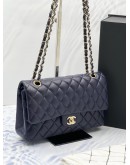 (UNUSED) 2022 MICROCHIP CHANEL CLASSIC DOUBLE FLAP BAG IN MIDNIGHT BLUE CAVIAR LEATHER GHW -FULL SET-