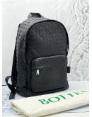 BOTTEGA VENETA NAVY BLUE INTRECCIATO LEATHER AROUND ZIPPED BACKPACK 