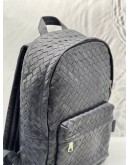 BOTTEGA VENETA NAVY BLUE INTRECCIATO LEATHER AROUND ZIPPED BACKPACK 