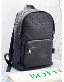 BOTTEGA VENETA NAVY BLUE INTRECCIATO LEATHER AROUND ZIPPED BACKPACK 