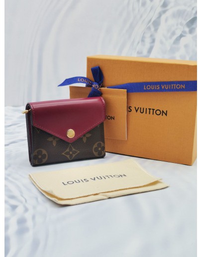 LOUIS VUITTON ZOE SMALL WALLET MONOGRAM CANVAS & COWHIDE LEATHER IN DARK PINK -FULL SET-