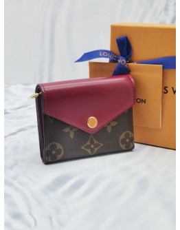 LOUIS VUITTON ZOE SMALL WALLET MONOGRAM CANVAS & COWHIDE LEATHER IN DARK PINK -FULL SET-