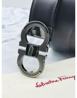 SALVATORE FERRAGAMO GANCINI BLACK LEATHER BELT SIZE 115