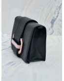 PRADA PLEX RIBBON LEATHER CROSSBODY BAG IN BLACK / PINK CALFSKIN LEATHER