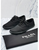 PRADA RUBBER SOLE BLACK NYLON LACE UP SNEAKERS SIZE 8