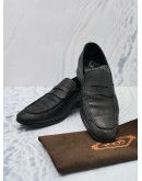 TOD'S SAFFIANO LEATHER PENNY BLACK LEATHER LOAFER SIZE 8