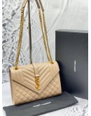 (BRAND NEW) YSL SAINT LAURENT ENVELOPE MEDIUM CHAIN BAG IN MIX MATELASSE GRAIN DE POUDRE EMBOSSED LEATHER WITH GOLD HARDWARE -FULL SET-