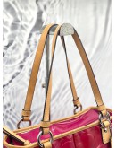 COACH 22322 PEYTON PATENT LEATHER TOTE MAGENTA W/ NATURAL LEATHER HANDLES