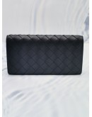 BOTTEGA VENETA INTEECCIATO LEATHER FLAP LONG WALLET IN BLACK -FULL SET-