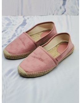 GUCCI PINK GG CANVAS / JUTE ESPADRILLE FLATS SIZE 34