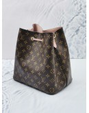 LOUIS VUITTON NEONOE BUCKET BAG IN BROWN MONOGRAM CANVAS / PINK LEATHER -FULL SET-