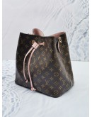 LOUIS VUITTON NEONOE BUCKET BAG IN BROWN MONOGRAM CANVAS / PINK LEATHER -FULL SET-