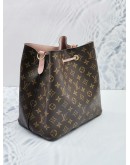 LOUIS VUITTON NEONOE BUCKET BAG IN BROWN MONOGRAM CANVAS / PINK LEATHER -FULL SET-