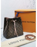 LOUIS VUITTON NEONOE BUCKET BAG IN BROWN MONOGRAM CANVAS / PINK LEATHER -FULL SET-