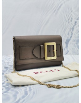 BALLY BUCKLETRAVEL SLING BAG IN GREY LEATHER